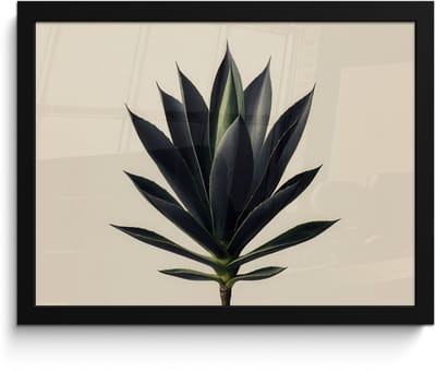 Poster in lijst - Fotolijst 40x30 cm - Posters - Agaveplant - Symmetrisch - Groen - Posterlijst zwart - Decoratie - Wanddecoratie woonkamer - Muurdecoratie slaapkamer