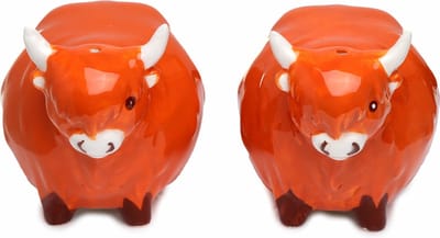 Puckator - Peper- en Zoutstel - Koe - Highland Coo Cow - Schotse Hooglander - Dolomiet - Keramiek