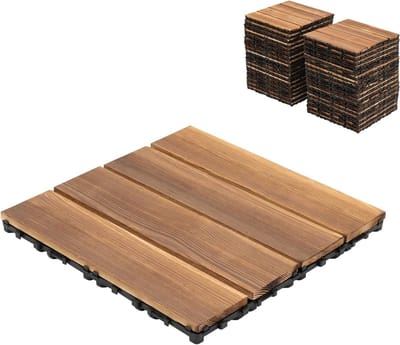Houten Terrastegels - Balkontegels Vloer - Terras Verbouwen - Kliksysteem Weerbestendig - 30 x 30 cm 36 stuks - Bruin