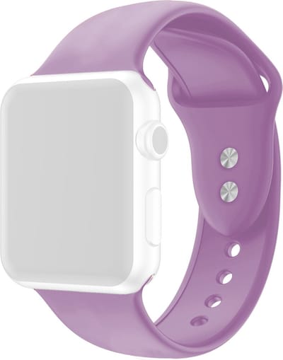 By Qubix - Geschikt voor Apple Watch bandje - Siliconen sportbandje - Lichtpaars - Dubbele druksluiting - Geschikt voor Apple Watch 38mm / 40mm / 41mm / 42mm - siliconen sport bandje - smartwatchbandje