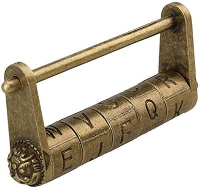 Cosensi- Hangslot Vintage Ontwerp - Antiek Cijferslot - Zinklegering - Decoratie voor Kast - Sleutel/Code - Afmetingen 37x79mm - Padlock