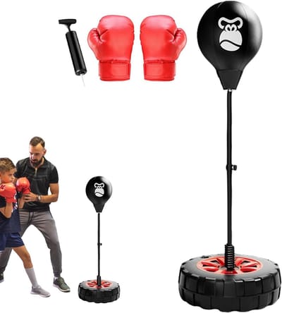 Bokszak met standaard - Boksbal training - Sportieve training - Verstelbare hoogte - 27 tot 47 inch - Zwart