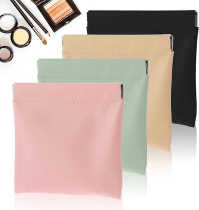 4 Stuks Mini Makeup Tasjes zonder Rits - Handige Pouch voor Lippenstift, Creditcard en Sieraden voor Vrouwen en Meisjes
