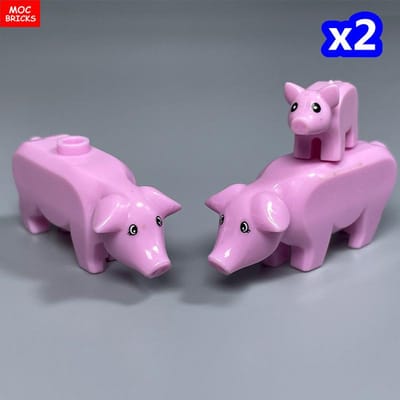 Briques MOC Ville Animal Petit Cochon Rose Zoo Ferme Particules Assemblées Éducatif Jouets pour Enfants