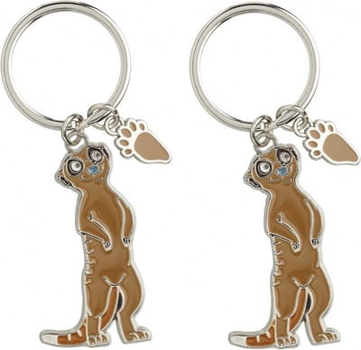 Nature Planet Sleutelhanger stokstaartje - 2x - metaal - 5 cm - cadeau artikelen