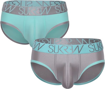 SUKREW Apex Brief Multipack 1x Peppermint + 1x Silver Sparkle - MAAT XS - Heren Ondergoed - Slip voor Man - Mannen Brief