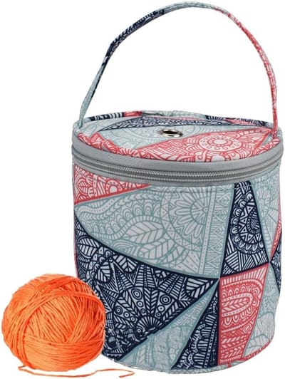 Gehaakte Opbergzak voor Breigerei, Wol en Handwerkaccessoires - Geometrisch Patroon, 13.5cm x 13cm