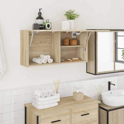 vidaXL - Badkamerwandkast - 80x25x40 - cm - bewerkt - hout - sonoma - eikenkleurig