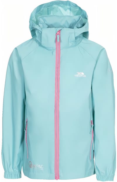 Trespass kinderregenjas Qikpac X - Unisex kinderjas die je kunt opvouwen Tp75 Aquamarine