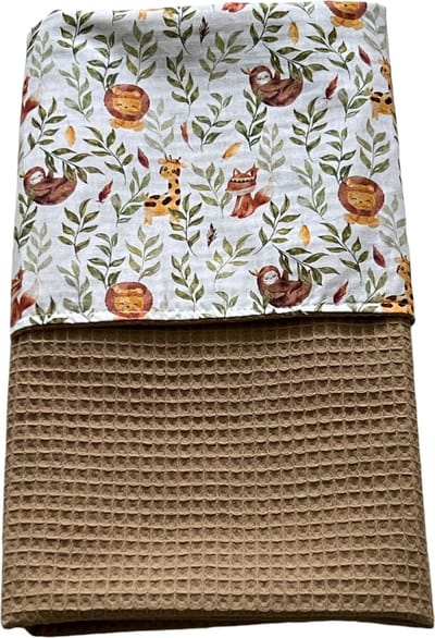 baby deken kinderwagen deken wieg deken jungle diertjes cognac 60 x 90 cm