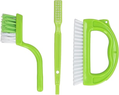 Voegenborstel Set - Tegelborstel Reiniger - Naden Schoonmaken - Ergonomisch Antislip Handvat - 3 Stuks - Wit