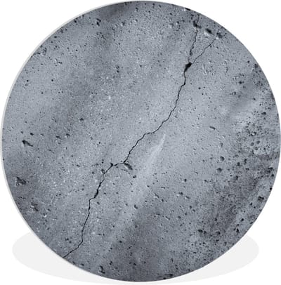 WallCircle® Wandcirkel 150x150 cm - Muurcirkel Beton - Grijs - Scheur - Muurdecoratie woonkamer - Wanddecoratie slaapkamer - Kamer decoratie accessoires - Ronde schilderijen