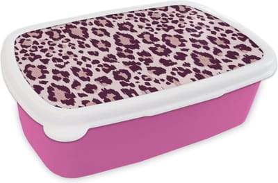 Broodtrommel Roze - Lunchbox Patronen - Panter - Roze - Brooddoos 18x12x6 cm - Brood lunch box - Broodtrommels voor kinderen en volwassenen