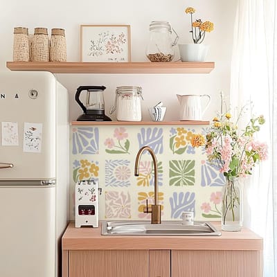 Dailygoody - Zelfklevende Vinyl Tegel Stickers - 10 Stuks - Waterdicht voor Keuken en Badkamer - 15cm - Bloemenpatroon - Eenvoudig aan te brengen