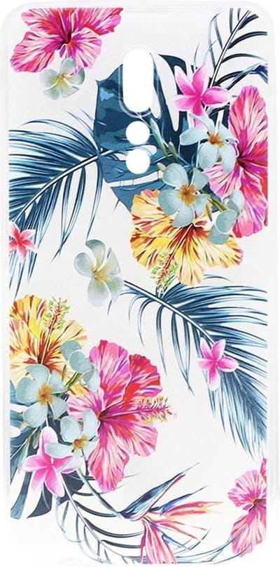 Shop4 - Oppo Reno Z Hoesje - Zachte Back Case Bloemen en Bladeren Gekleurd
