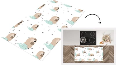 Keukenloper - Loper keuken - Zeemeermin - Luiaard -Patroon - Slapen - 120x60 cm - Keukenloper vinyl