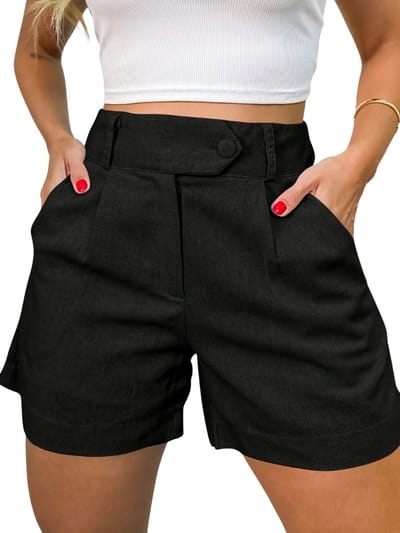Livano Korte Broek Dames - Spijkerbroek - met Zakken - Volwassenen - Jongens - Shorts - Zwart - Maat XS