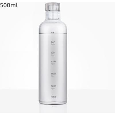 500/750ml Glazen Beker Met Tijdmarkering Creatieve Grote Capaciteit Lekdichte Drinkfles Transparant Water Draagkruik Sap 500-750ML white