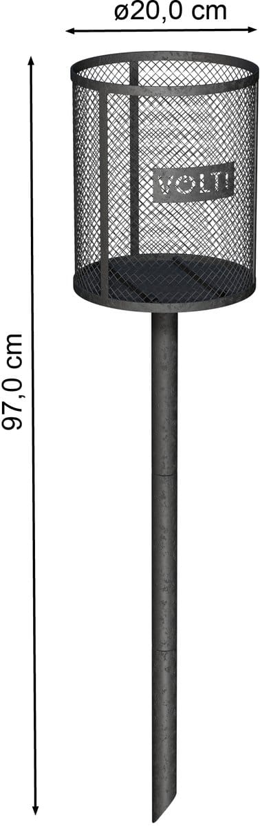 VOLT - Mini Vuurkorf voor Buiten - Terrashaard - Fakkels - Zweedse Fakkel Houder - Tuinfakkel - Vuurschaal - Tuinhaard - 97cm hoog - ø 20cm -Zwart - Poedercoat