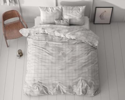 Sleeptime Check It Dekbedovertrek - Tweepersoons - 200X200/220 + 2 x kussenslopen 60x70 - Grijs