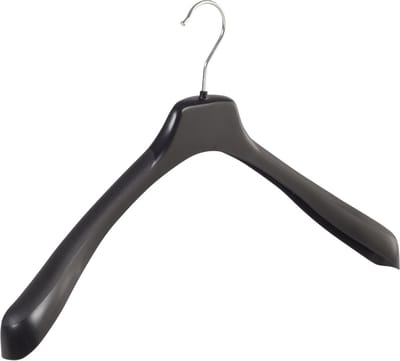 De Kledinghanger Gigant - Mantelhanger - Kostuumhanger - Jassenhanger - Volwassenen - EU50 - 50 Stuks - Kunststof - Zwart - Schouderverbreding 4 cm - 50 cm - Kledinghanger - Kleerhanger - EU-Serie (EU50_00/50)