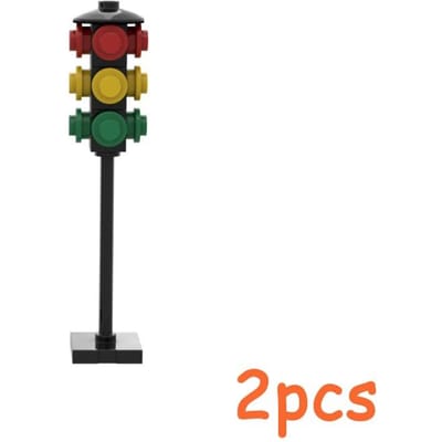 MOC Stad Verkeerslichten Verkeersborden Afzetting Signaallicht Snelheidslimiet ZELF BOUWEN Bouwsteen Scène Constructie Minifiguren Accessoires black