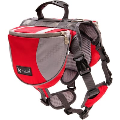 Sac à dos pour chien pour les voyages en plein air et l'aventure – Design avec bande réfléchissante multifonctionnelle M rouge