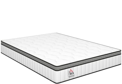 HOMCOM Matras - Gebreide jacquardstof, traagschuim - 190 x 140 x 20 cm - Wit