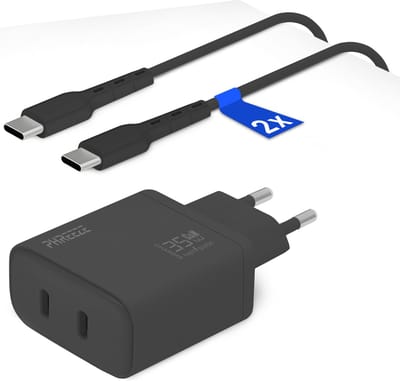 35w usb C power adapter 2 poorten + usb C kabel 1m - Snellader usb C - Super Fast Charger - Usb stekker voor Galaxy S26 Ultra, S26, S25 Ultra, S25 en Galaxy A57, A56, A55