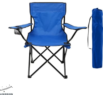 Lexorion Campingstoel - Kampeerstoel - Opvouwbaar Campingstoel - Strandstoel - Draagvermogen 120 kg - Klapstoel - Vouwstoel - Camping - Kamperen - Visstoel - Klapstoelen - Festival Stoel - Blauw