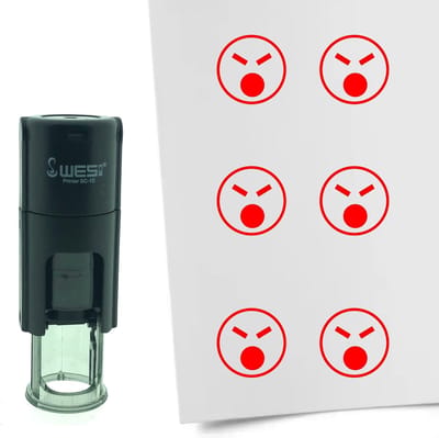 CombiCraft Stempel Smiley Boos 10mm rond - Rode inkt