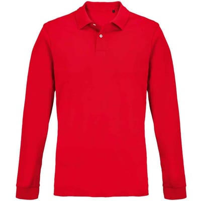 SOLS unisex volwassen piqué poloshirt met lange mouwen (Rood)