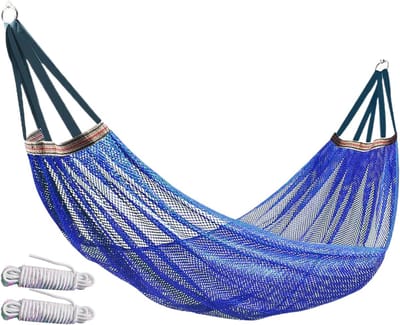 Campinghangmat - Hangbed Buiten - Ontspanning Reizen - Sterke Draagkracht - 260x130cm - Blauw
