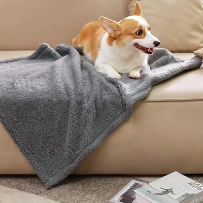 Zachte en Warme Fleece Deken voor Kittens en Kleine Huisdieren, Ideaal als Slapende Mat of Bedbedekking, 76 x 104 cm, Grijs