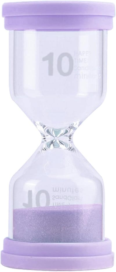Zandloper Kinderen - Uurglas Timer - Spelletjes Tijd - Kleurrijk Cartoon Design - 9.6 x 4.2 cm - Lila