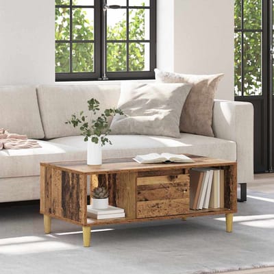 vidaXL - Salontafel - Oud - Hout - 90 - x - 50 - x - 26.5 - cm - Bewerkt - hout