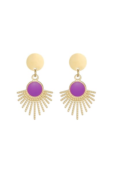 Oorbellen secret soul - paars- goudkleur