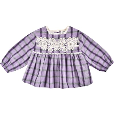 Louise Misha Blouse Carmila Purple Checks Size: 12M | Shirts Outlet | Unisex | Paars