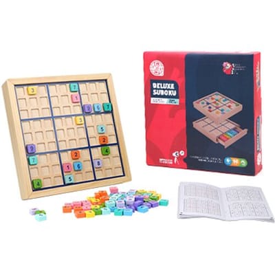 MIMI Deluxe Houten 9-Velds Sudokubord Puzzel met Lade Cadeau voor Kinderen en Volwassenen