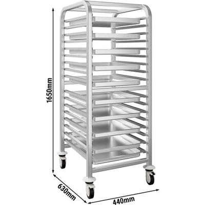 GGM Gastro Tablettwagen - für 15 Tabletts EN 600x400 - mit leisen Rollen Zilver