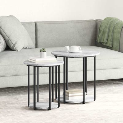 vidaXL - Bijzettafelset - 2 - st - Grijs - 50 - x - 50 - x - 50,5 - cm