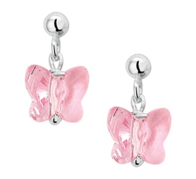 Zilver Gerhodineerde Oorhangers vlinder strass 1329560