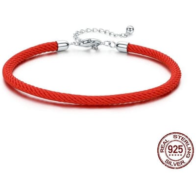925 Sterling Zilveren Bedel Rood Koord Armband voor Vrouwen Mode Verstelbare Armband Sieraden Vriendin Huwelijksgeschenk red