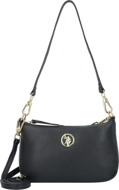 U.S. POLO ASSN. Leren Schoudertas Florence Arlington Hobo Leather Black Zwart