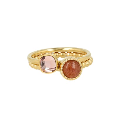 My Bendel - Ringen Set met Berry Quartz - met Luxe Cadeauverpakking | Sieraden Voor Dames | Maat 19.00 Mm / Maat 60