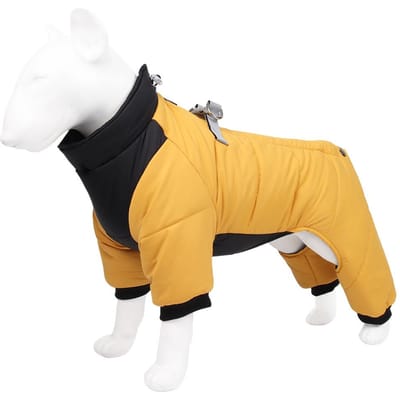 Winterkleding voor kleine en middelgrote honden Puppy Reflecterend Waterdicht Warm Dikke Jas Harnas Chihuahua Jumpsuit Jas XXL black
