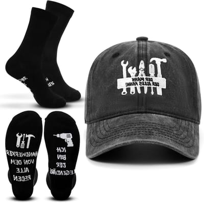 2 Stuks Grappige Cadeaus voor Vissers - Baseball Cap en Sokken voor Vader, Grootvader, Echtgenoot - Perfect voor Verjaardag, Valentijnsdag en Pensioen