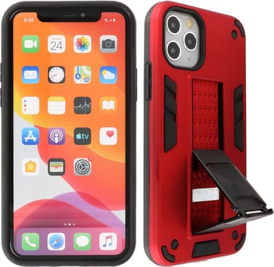 Hoesje met Magnetic Stand Hard Case Geschikt voor de iPhone 11 Pro Max - Stand Shockproof Telefoonhoesje - Grip Stand Back Cover - Rood