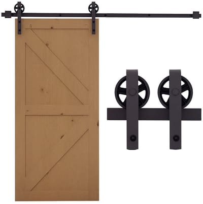 QUESTYR Schuifdeurbeslag 183 cm – Koolstofstaal – Met Vloergeleider – Stil & Stevig – Zwart – 6FT Railset