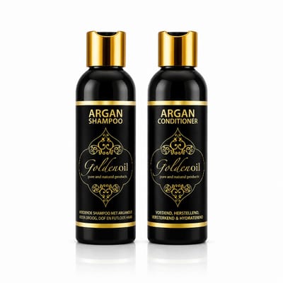 Shampoo en Conditioner Set met Arganolie — Vrij van Sulfaat en Siliconen — Voedend en Herstellend — Alle Haartypes — Haarverzorgingsset Voordeelverpakking